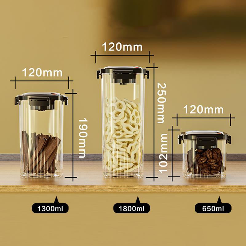 Vacuum Sealed Tank Plastic Vacuum Coffee Beans Jar Kitchen Cereals Storage Box Moisture-proof Fresh-keeping Tea Canister+