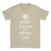 Keep Calm and Drink On St Patricks Day Unisex T Shirts  Leisure Tees Short Sleeve Crewneck TShirt Cotton Printed Tops