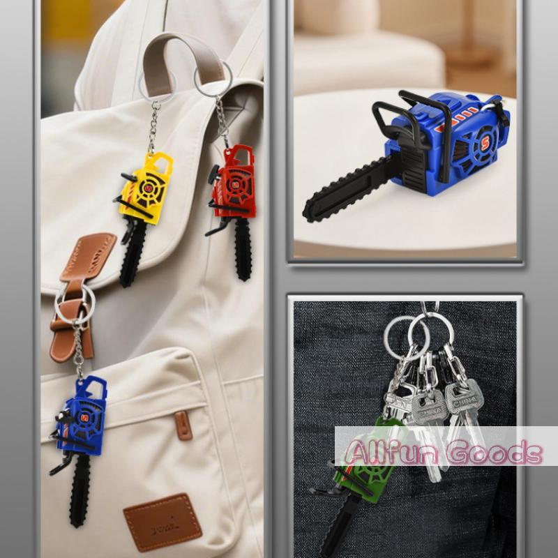 [TG835]1Pcs Bag Decoration Cartoon Rope Pulling Chainsaw Shape Pendant Keychain Charm Model Forest Fire Fighting Souvenirs Gifts