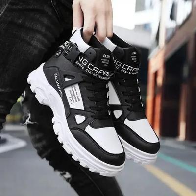 Męskie Buty Wysokie Codzienne Trampki Motocyklowe Sznurowane Platformy dla Mężczyzn Pluszowe Ciepłe Zimowe Buty Botas Hombre