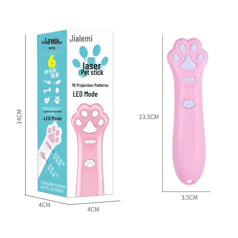 Laser Cat Teaser Stick with Multiple Patterns - Pet Toy Supplies розовый