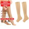 Unisex Parmağı Açık Kompresyon Çorapları, Yan Fermuarlı Diz Üstü Çoraplar, Önleyici Çoraplar