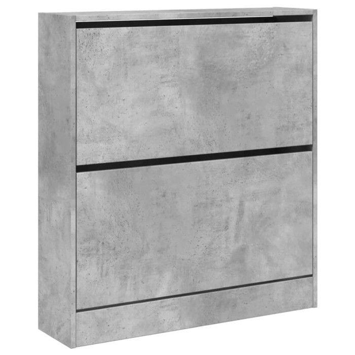 VidaXL Armoire à chaussures gris béton 80x21x87,5 cm bois d'ingénierie 839920