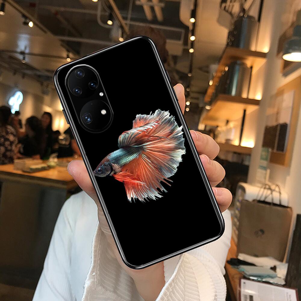 Etui na telefon z karpiem koi do Huawei p50 P40 p30 P20 10 9 8 Lite E Pro Plus czarne Etui Coque Malowanie Hoesjes komiks fas