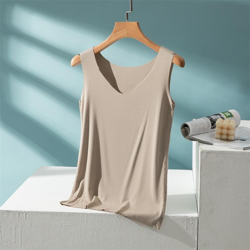 Modal vest women's seamless suspender anti-penetration base T-shirt ice silk top sleeveless thin large size outer wear