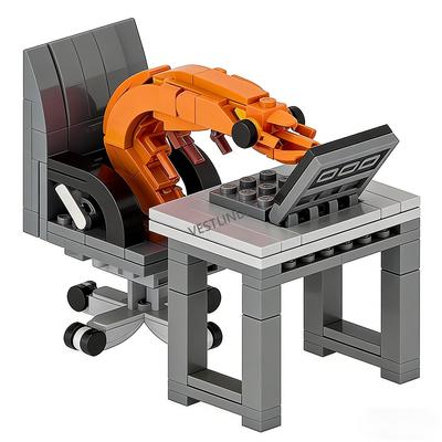 MOC Building Block Shrimp Model Decoration Puzzle Assembly Creative Spoof Toy Set Movable Robot Ornaments New Year Birthday Gift
