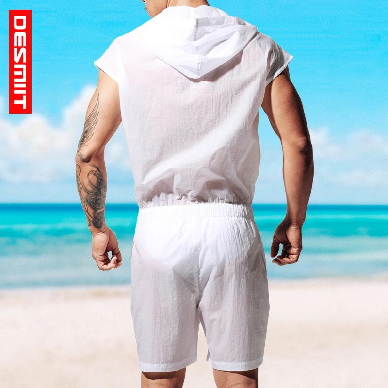 Desmiit Men's Summer Sleeveless Sun Protection Beach Jumpsuit - T9002