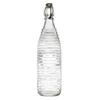 1L Glass Bottle, Striped Design, With Clip-On Cap