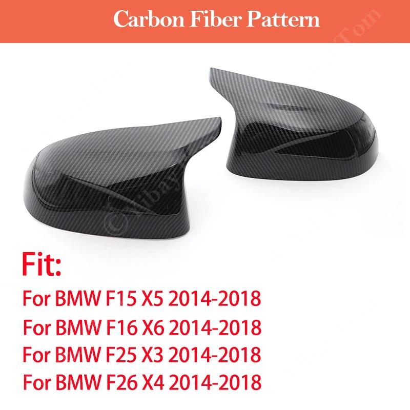For BMW X5 F15 X6 F16 X3 F25 X4 F26 2014 - 2018 Mirror Cover Caps Horn High Quality Carbon Fiber Accessories 2017 2016