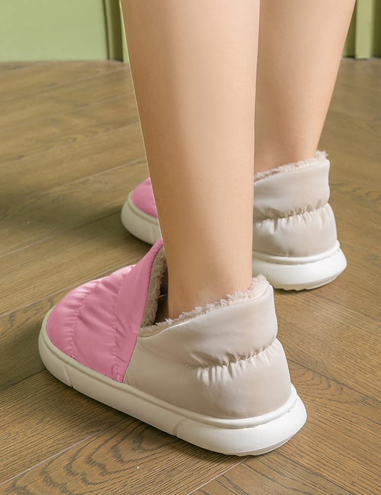 Euyqs Zimní Vnitřní Pantofle, Teplé, Nepromokavé, Tiché, Pratelné, Lehké, Ležérní, Nazouvací (#3 Růžová, Měření_24_Celých_5_Centimetrů)