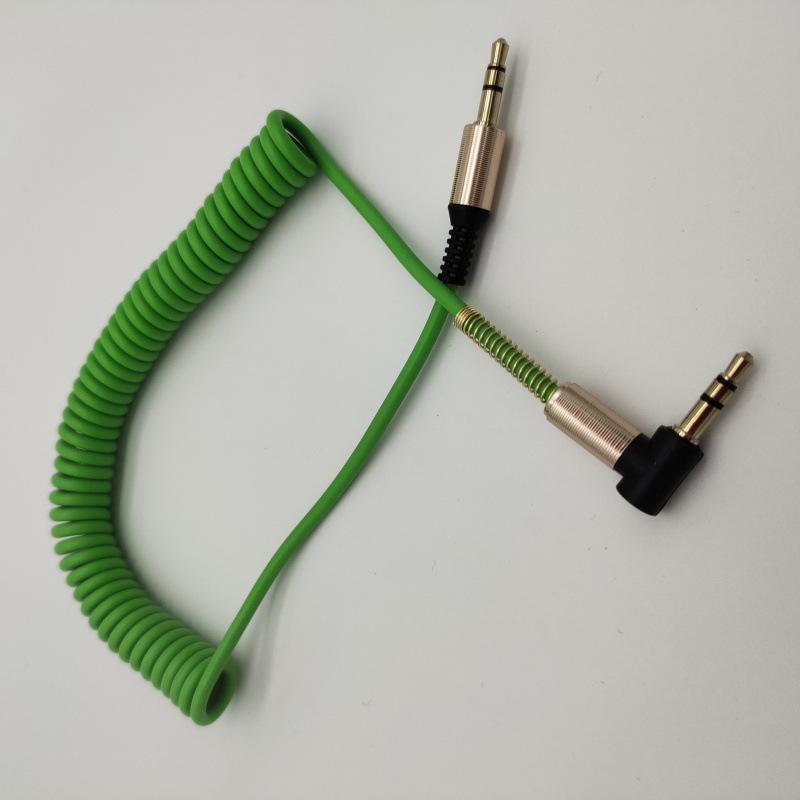 1,5m Einziehbares 3,5mm Klinke auf Klinke AUX Feder Audio-Kabel mit Winkel zu Geradem Stecker Design für Autoanschluss