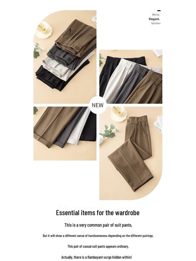 Costume Pantalon Harem Taille Haute pour Femme - Pantalon Cigarette Droit Décontracté Printemps/Été