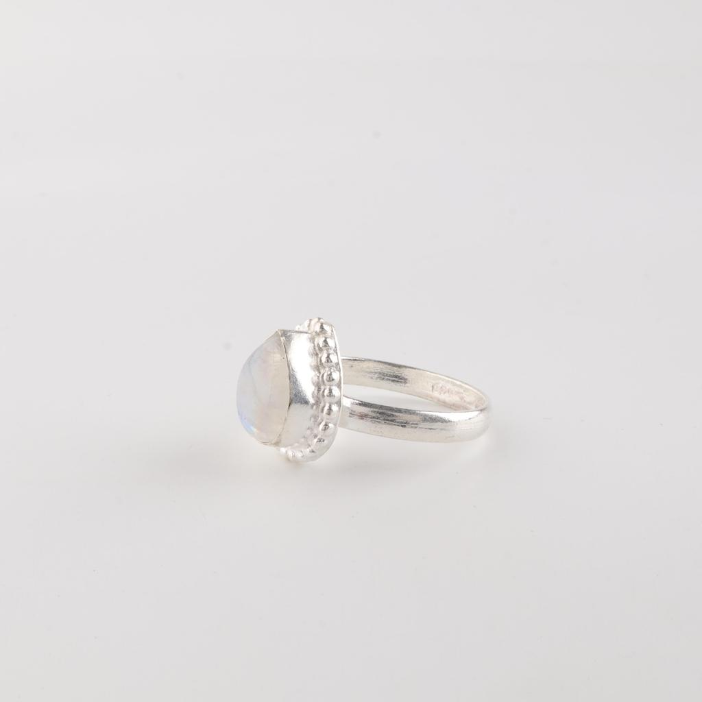 Rainbow Moonstone Gemstone 925 Sterling Silver Jewelry Handcrafted White Stone Ring For Women RR-77-27