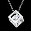 New Popular 925 Sterling Silver Noble Shiny Zircon Square Pendants Necklaces For Women Fashion Jewelry Valentine's Day Gifts