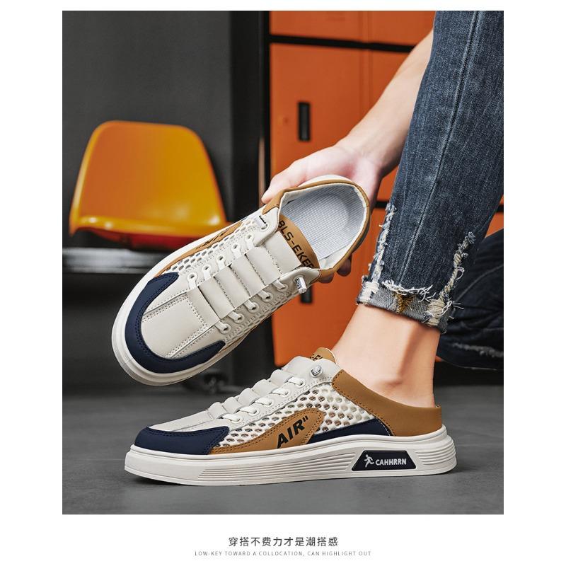 Men's Breathable Mesh Half Slipper Sneakers Casual Slip-On Backless Walking Shoes