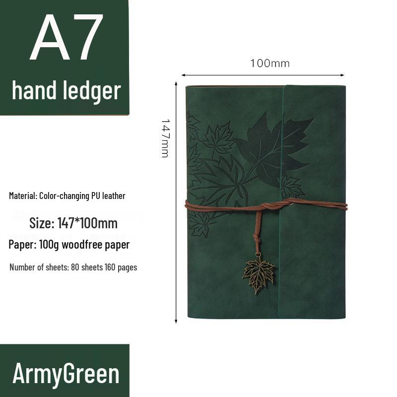 Retro Ribbon Tie Tri-fold Loose-leaf Notebook - Student Travel Notepad & Stamp Book