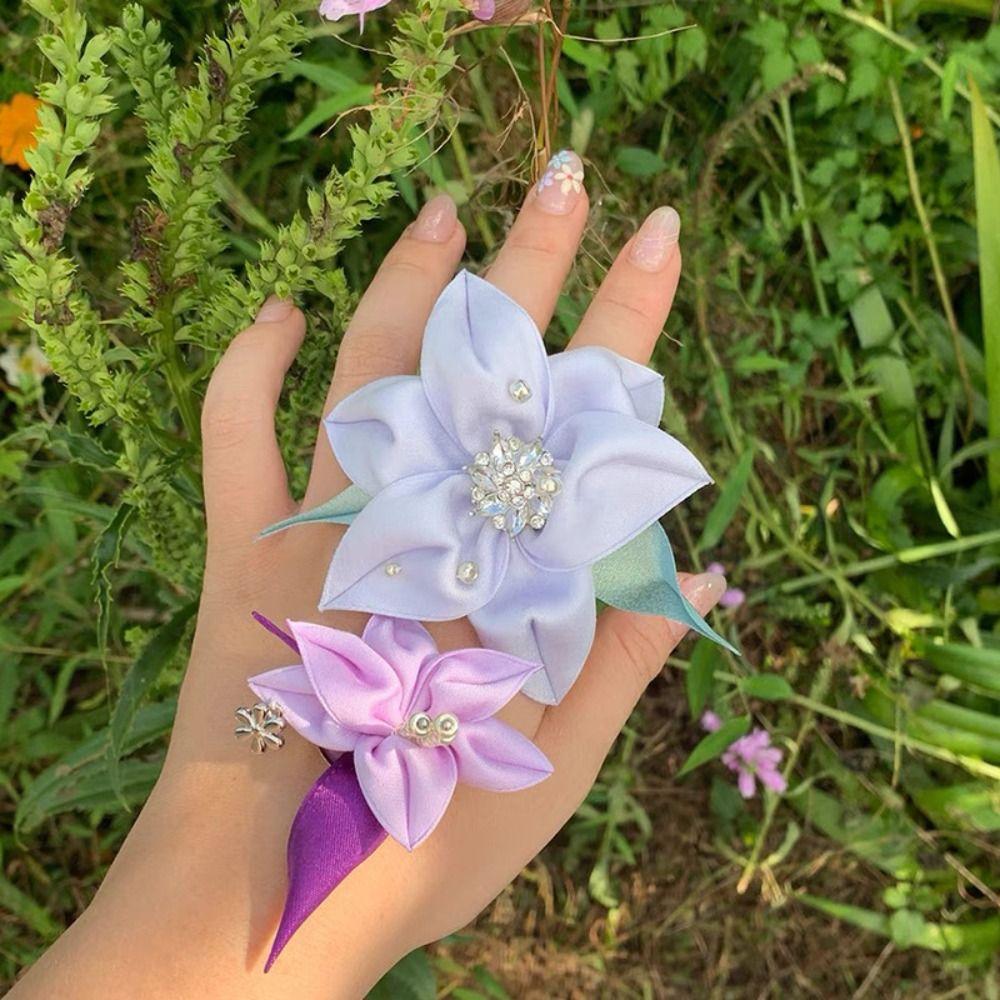 

Заколка для волос с цветком из ткани и стразами в стиле бохо, милая заколка для волос в стиле отпуска, лето Style 3