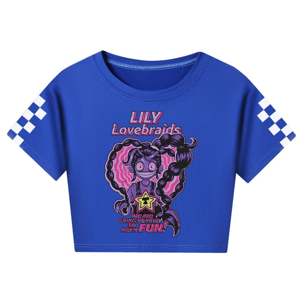 5581 Kids Girls Lily Lovebraids Print Round Neck Short T-Shirt 110cm