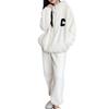 AQRTPXU Thick Long Sleeve Pajamas with Top and Front Warm Wearable Blanket for Cold Weather Unisex Women's Fleece-Lined Hood, Turtleneck, Zip-Up