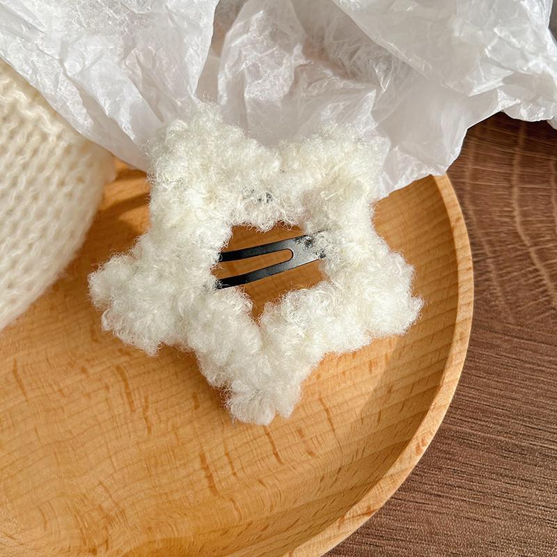 Fashion Y2k Cute Sweet Candy Color Plush Furry Star Hair Clips For Women Girls Trendy BB Clip Hairpin Barrettes Hair Accessories