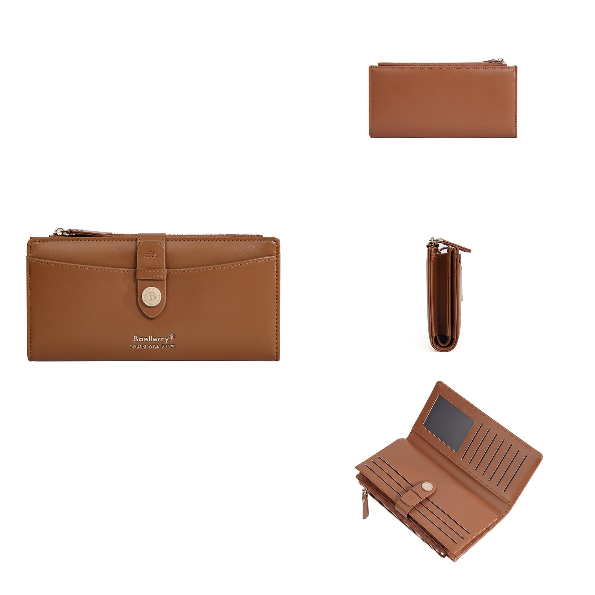 Новый женский длинный кошелек, многокарточная сумка на молнии для мелочи, модная сумка для мобильного телефона в стиле Ins. коричневый