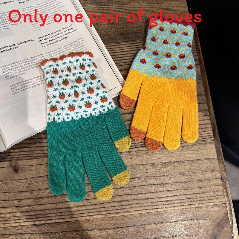 Теплые женские перчатки из смесовой шерсти с жаккардовым узором для зимней езды Mandarin