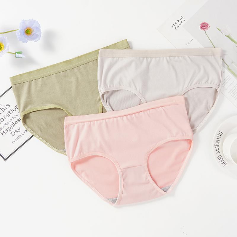 Dámské spodní prádlo bavlněný rozkrok jednobarevné jednoduché spodní prádlo se středním pasem pohodlné dívčí kalhotky