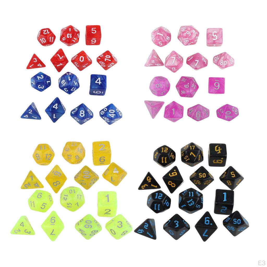 14 Pieces Polyhedral Dices Set Acrylic D4-d20 Game Playing Multi Sided for