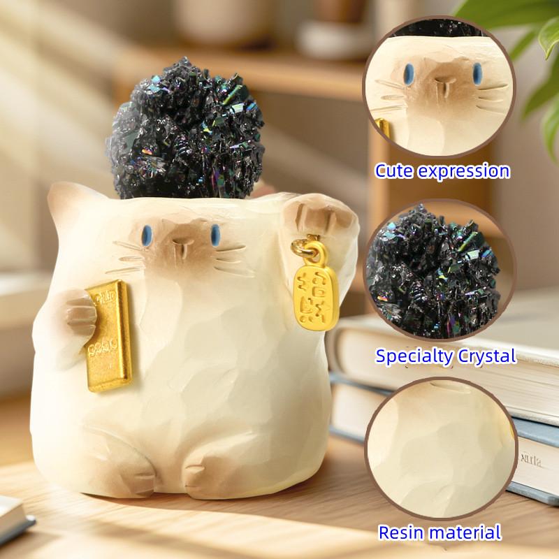 Katze PAI Glücksenergie Überraschungsbox Niedliche Cartoon Kristall Desktop Dekoration Perfektes Geschenk für Mädchen