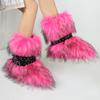 Women's Faux Fur Snow Boot Winter Warm Fluffy Furry Ankle Boots for Women Outdoor Fuzzy Mid-Calf Booties Plush Warm Snow Shoes for Outdoor Indoor
