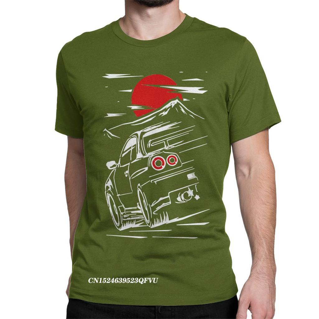 New Men T-Shirts Car Vintage Premium Cotton Tee Shirt Japanese Print Tops T Shirts Clothes