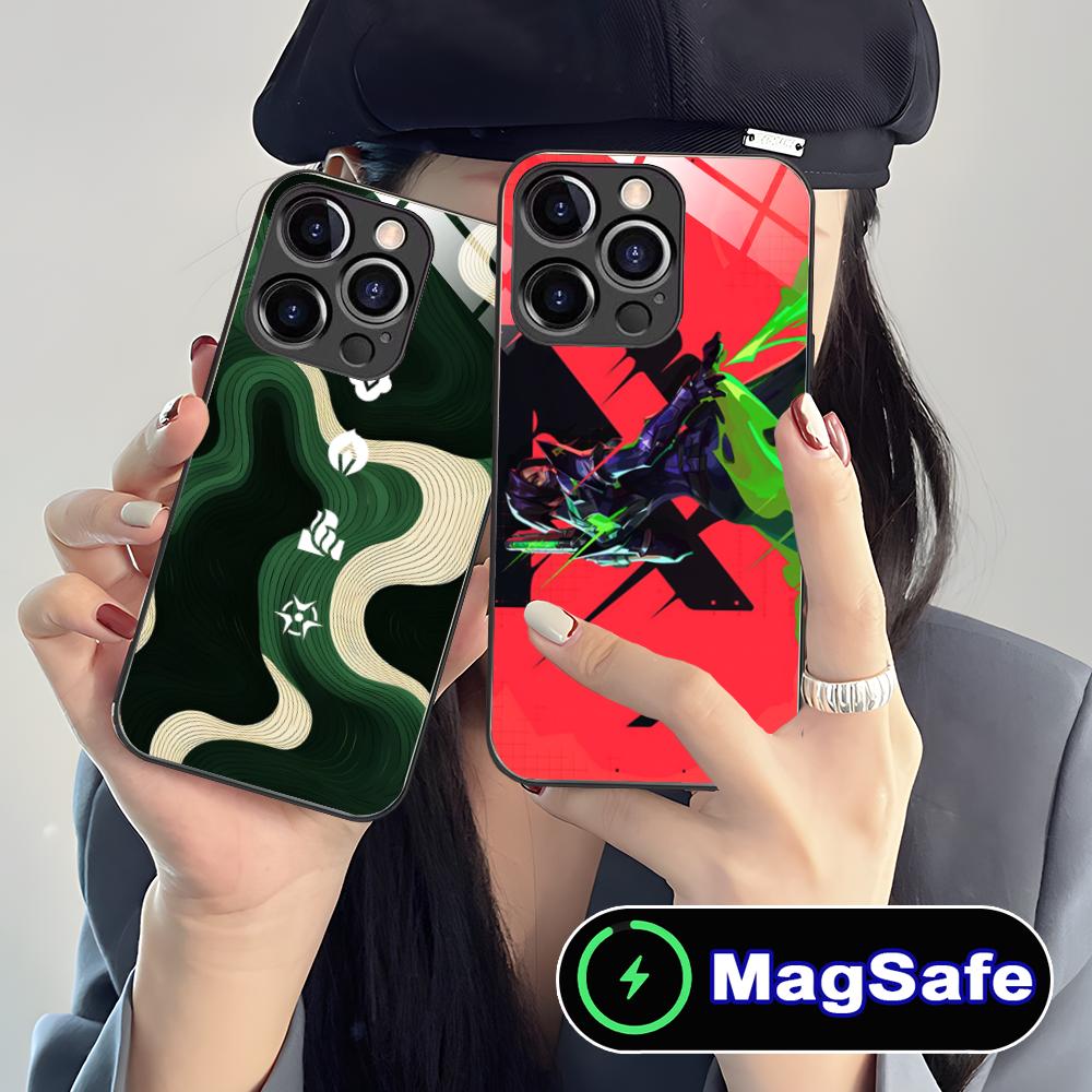 Valorant Viper Mobile Phone Case for iPhone 16 15 14 13 12 11 Pro Max Plus Mini MagSafe Glass Colour Protective Luxury Cover