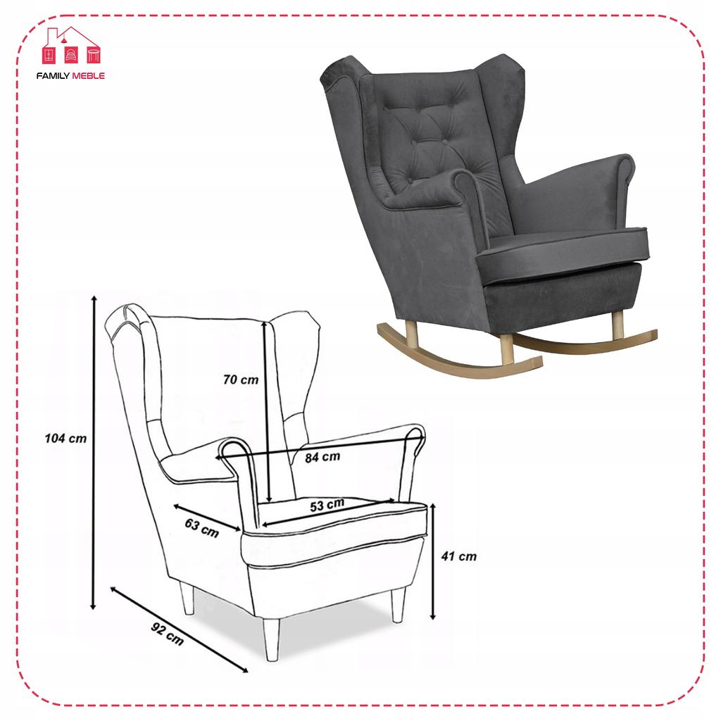 Fotel uszak Diana bujany skandynawski Family Meble klasyczny bujak