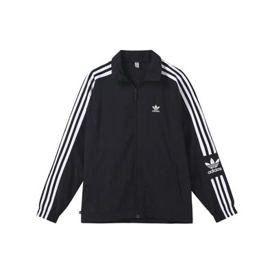 Giacca da Donna a Maniche Lunghe a Righe con Stampa Logo Trefoil Originals, Collo Alto, Nera IB7443