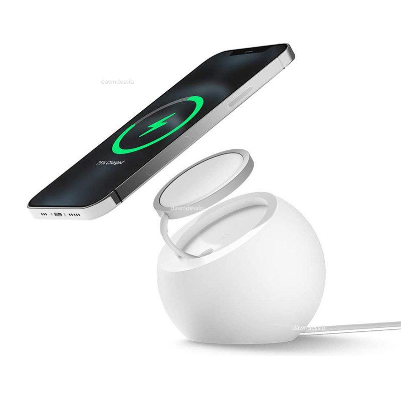 Desk Ball Shape Magnetic Silicone Charging Holder for Magsafe Apple IPhone 12 Pro Mac Safe Wireless Charger Dock Station Stand