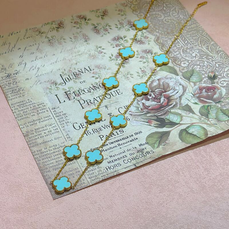 15MM High Version Ten Flower Four-leaf Clover Necklace 18k Double-sided Mother-of-pearl Four-leaf Clover Sweater Chain