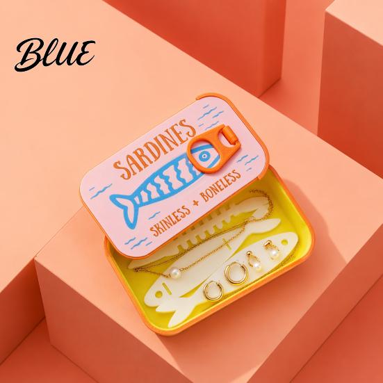 Organized Clavicle Chain Vintage Compact Box with Tin Jewelry Case Sardine Fishbone PLA Size Fashionable
