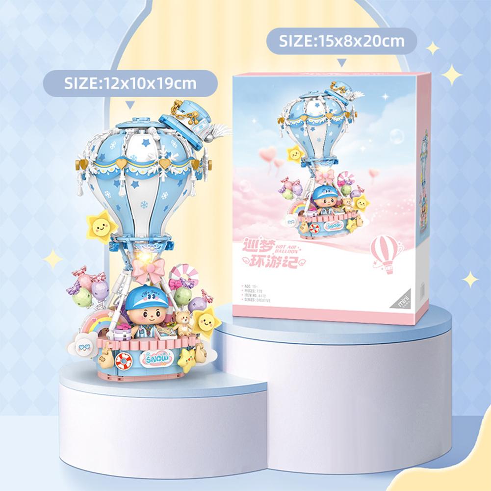 Hot Air Balloon Building Block Toy Colorful Hot Air Balloon Building Bricks With Light Music Gifts For Girls Boys