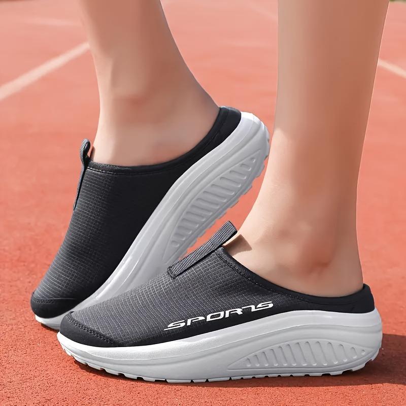 Codzienne buty podwyższające 2025 Nowe leniwe buty siatkowe na wiosnę i lato, oddychające buty z pojedynczej tkaniny z grubą podeszwą i półkapcie