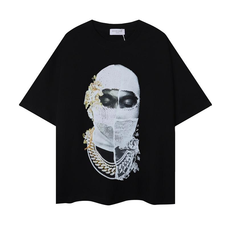 High Street Trend Masked Portrait T-shirt, dark art printing, the same loose casual short sleeves for men and women