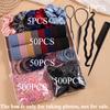 1109 Stück Damen Dunkle Haare Accessoires Set Elastische Nahtlose Pferdeschwanz Haargummis Kleine Gummibänder Modische Haargummis Haarbänder
