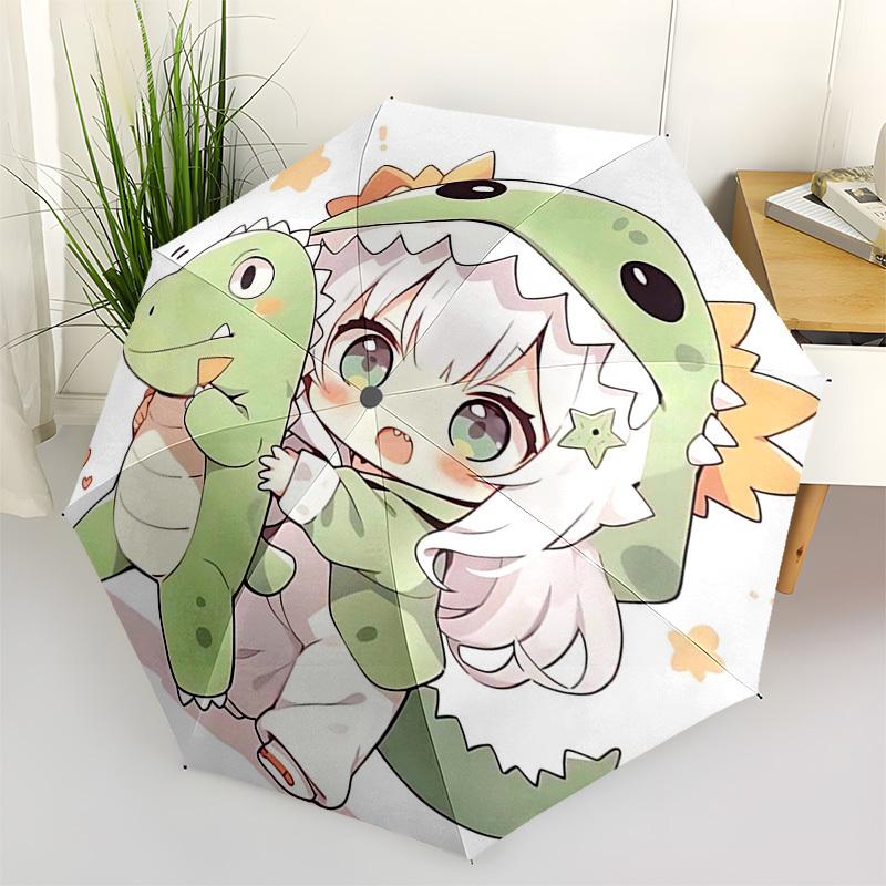 

1pc Dinosaur Hoodie Raincoat: Automatic Opening/Closing Outdoor Umbrella with Portable Tri-Fold Design, 8-Bone Iron Frame - Perfect Gift for Fans