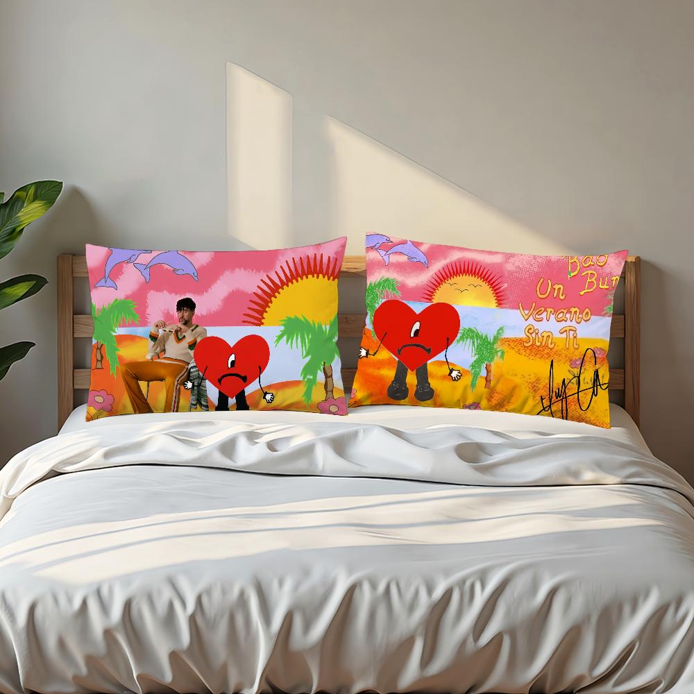 Bad B-bunny Tirar Mas Fotos D-dtmf Cushion Cover Hit Product Home Sofa Living Room Double-sided Soft Decorative Pillow Cover