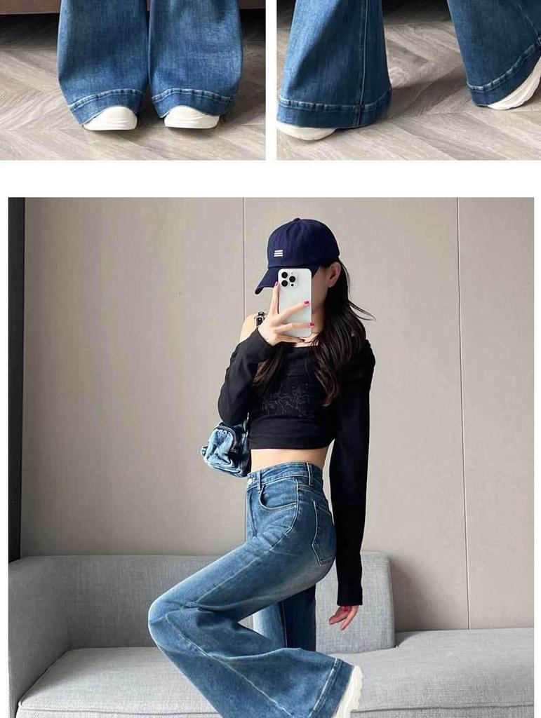 Women's 2025 Autumn Wide-Leg Bell Bottom Jeans for Pear-Shaped Figures