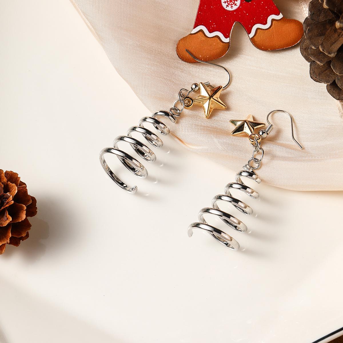 

Европейско-американские рождественские геометрические мультяшные серьги: Милые подвески в виде дерева и колокольчика