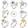 Titanium Stainless Steel Ring For Women Rotate Rotating Anxiety Fidget Adjustable Rings Silver Jewelry Lovely Flower Bee