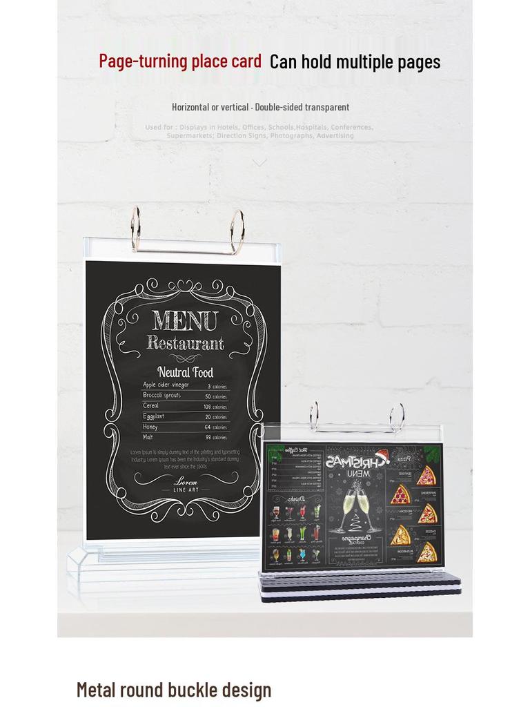 Card Doctor Acrylic Flip Page Table Sign: High-Definition Pull-Out Menu and Product Display for Wine & Drinks