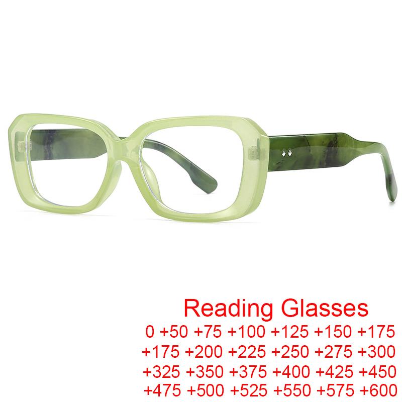 Elegant Green Fashion Reading Glasses Women  Luxury Brand Square Blue Light Filter Optical Eyeglasses Anti Radiation Goggles