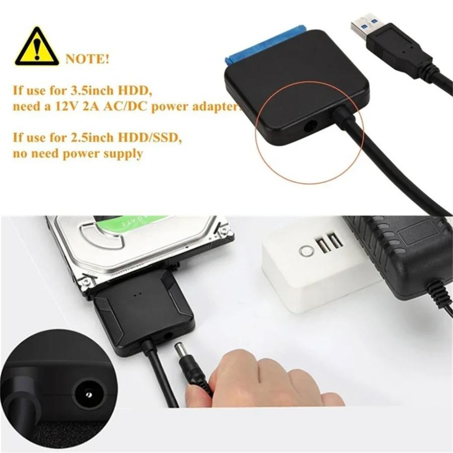 USB 3.0 Adapter Cable for 2.5" 3.5" HDD SSD Hard Drive 5Gbps External Converter with 12V Power Adapter USB 3.0 To SATA Converter