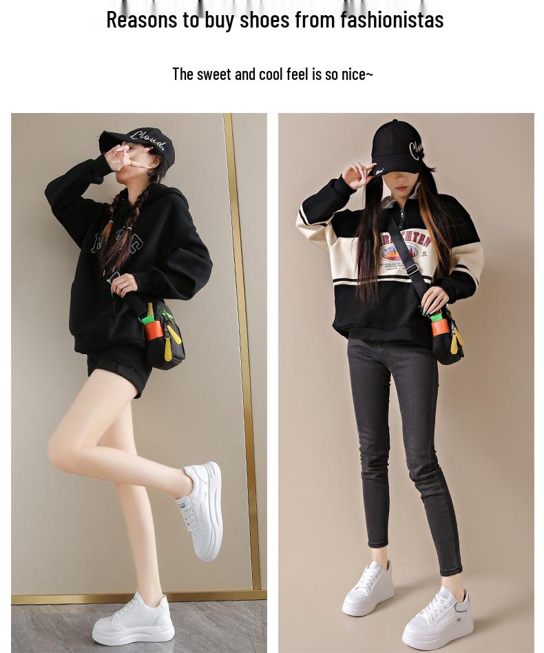 2024 Women's White Korean Style Thick Sole Sneakers: Versatile Autumn Casual Shoes